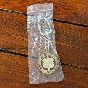 Retro Route 66 Carabiner Keychain Silver Highway Sign Metal Rotating NWT